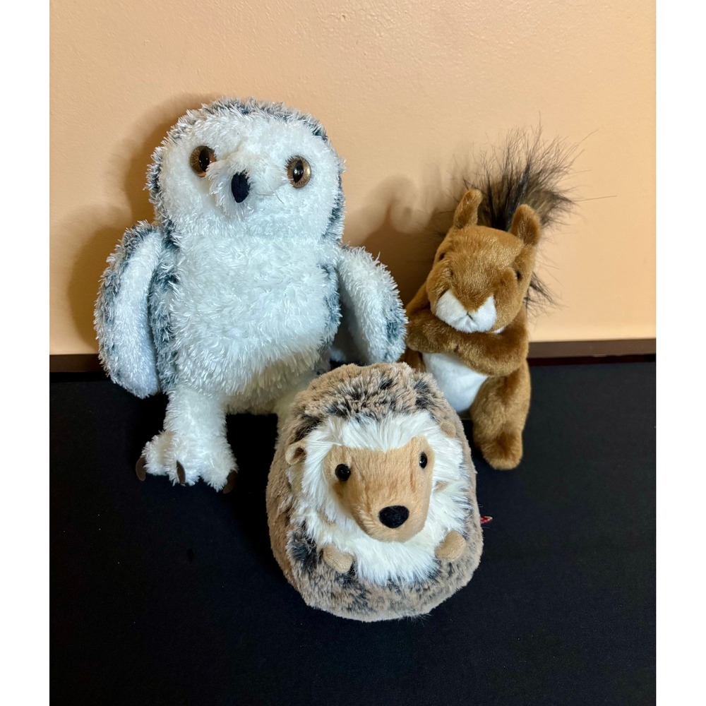 Douglas Cuddle Toys Woodland Plush Lot Wizard Owl Red Squirrel Spunky Hedgehog